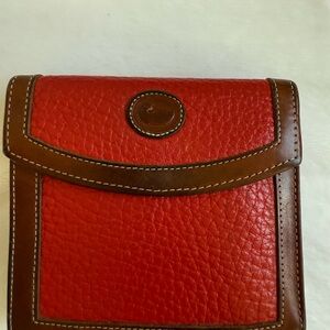 Authentic Vintage Dooney and Bourke Red and Brown Leather Wallet